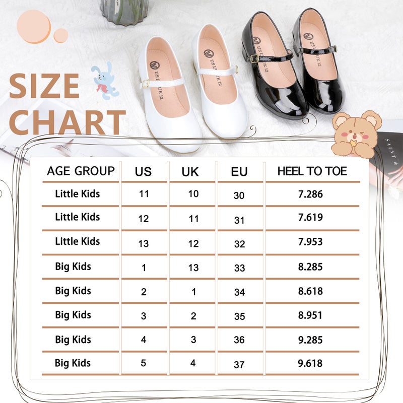 MIXIN Girls Mary Jane Dress Shoes - Princess Ballerina Flats Low Heels for School Party Wedding, Back to School Shoes for Girls (Little Kid/Big Kids) Black Size 2 - Image 3